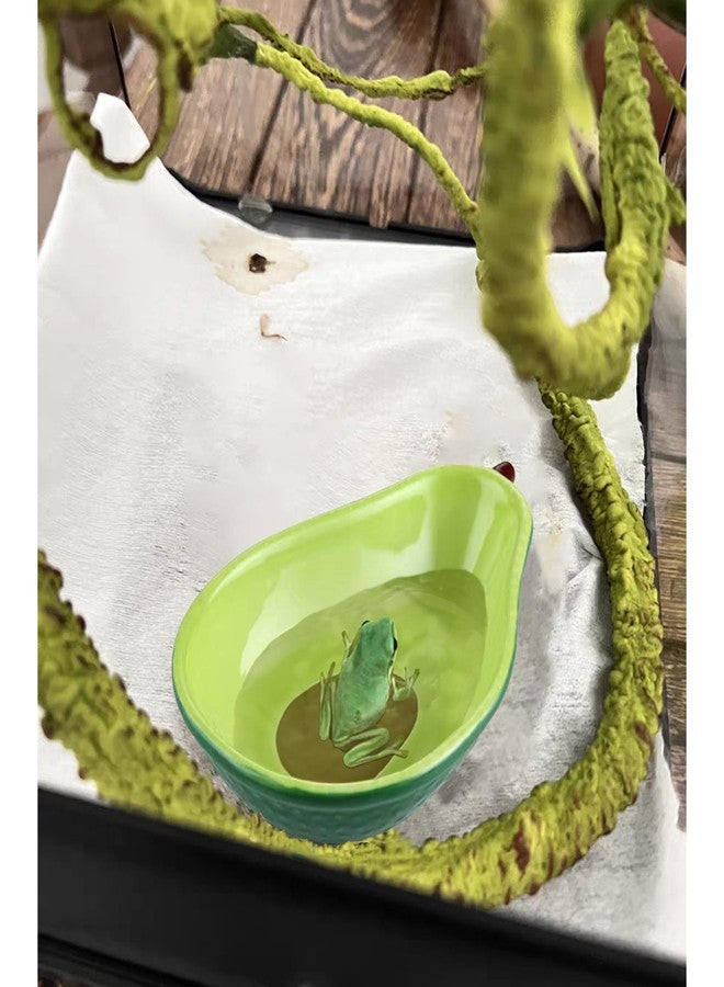 JSLZF Tree Frog Habitat Frog Water Bowl Dish Bathtub Tank Accessories Terrarium Decor Ceramic Aquarium Decoration Sturdy and Not Easy to Knock Over - Image 3
